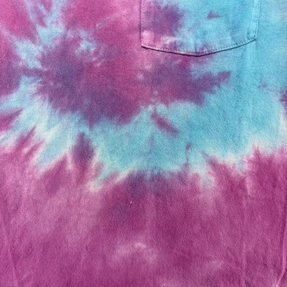 Vintage BVD Blank Shirt men's Large Blue Purple Tie Dye Single Stitch Pocket 90s - Picture 2 of 8